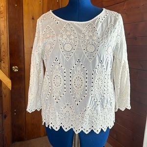 Gap White Eyelet Shirt